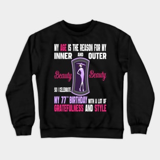 77 Year Old Women Gift Fabulous Bday 1944 - Girls 77th Birthday Crewneck Sweatshirt